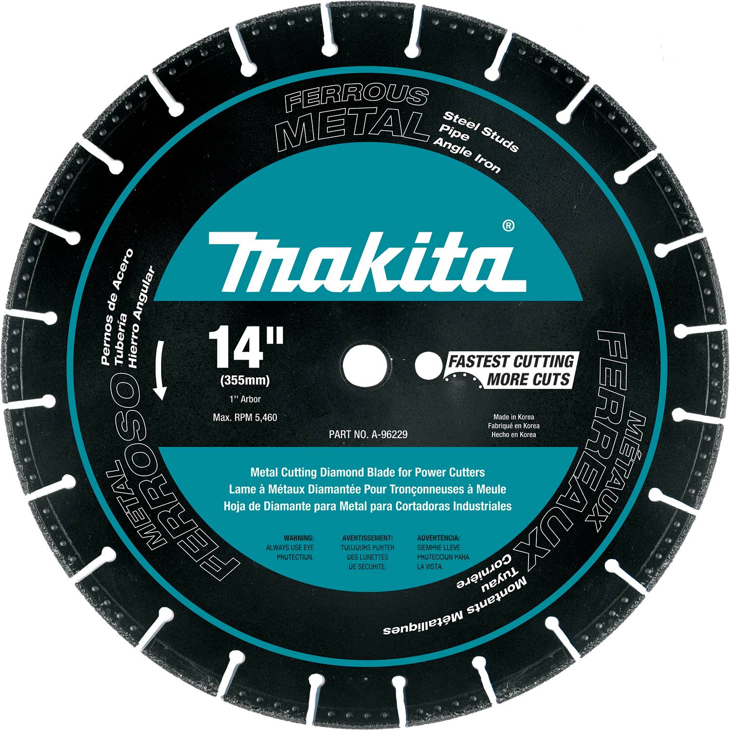 Makita A-96229 14" Circular Diamond Blade, Segmented, Metal Cutting