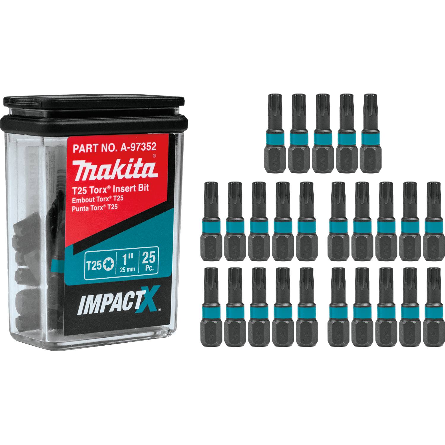 Makita A-97352 ImpactX  T25 Torx  1" Insert Bit, 25/pk