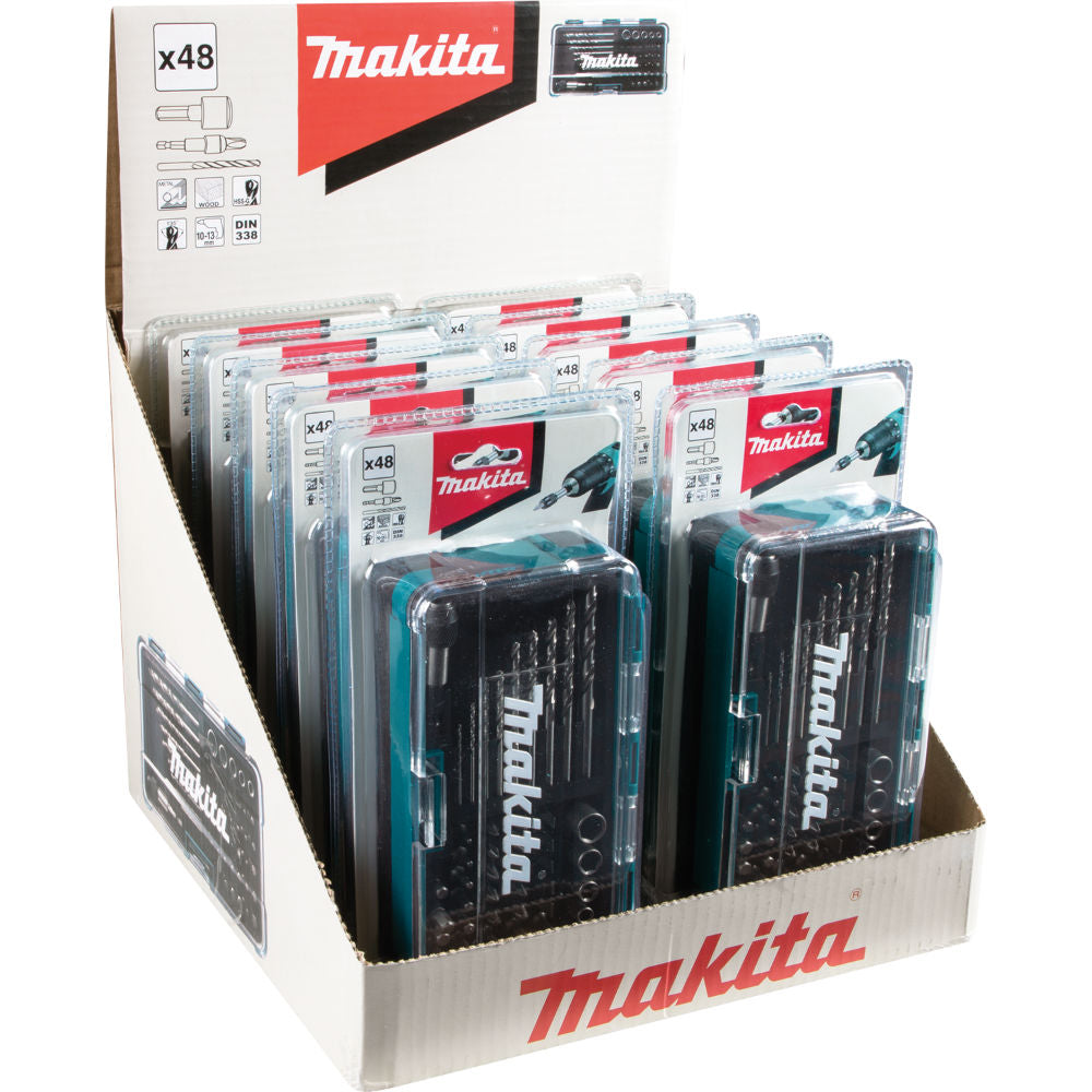 Makita B-36201-10 48 Piece Metric HSS Socket, Screw Bit, Drill Bit Set 10 Pack