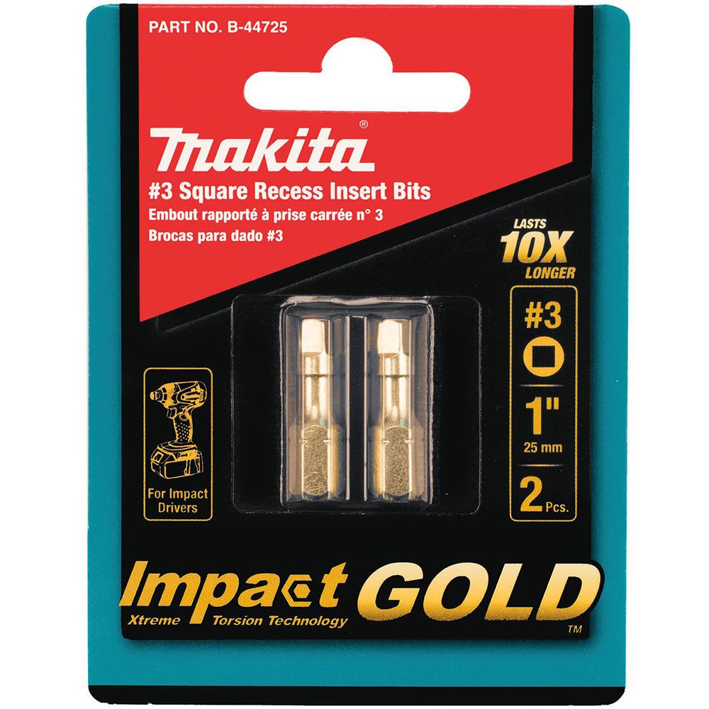 Makita B-44725 Impact GOLD #3 Square Insert Bit, 2 Pack - 2