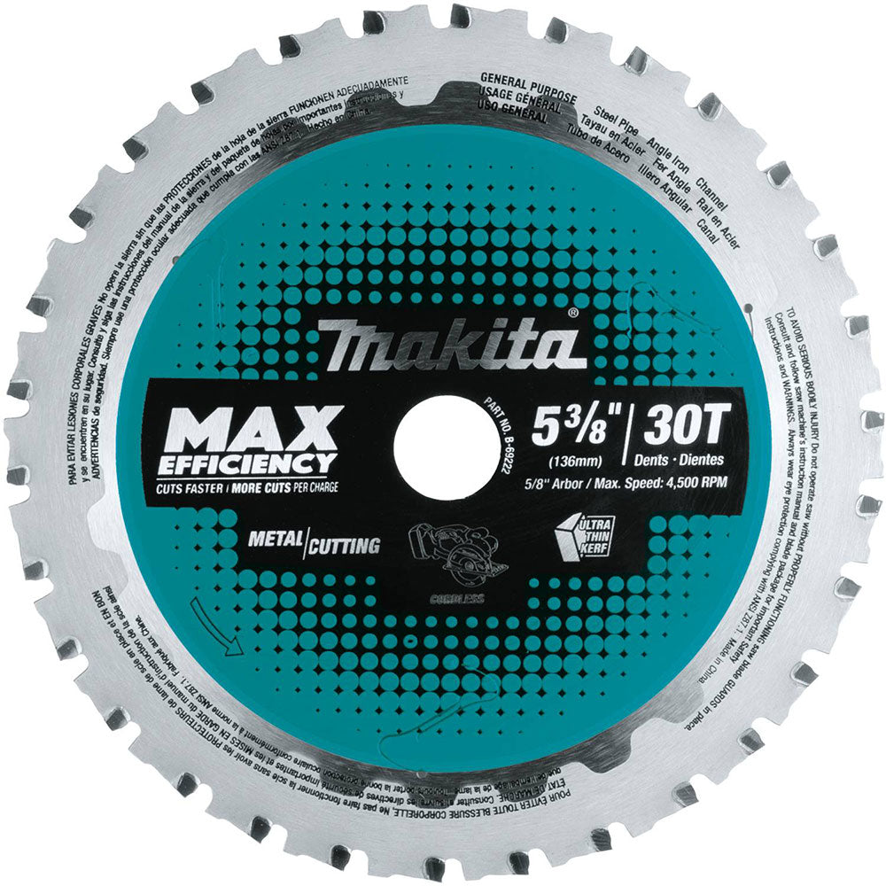 Makita B-69222 5-3/8" 30T Carbide-Tipped Saw Blade, Metal/General Purpose