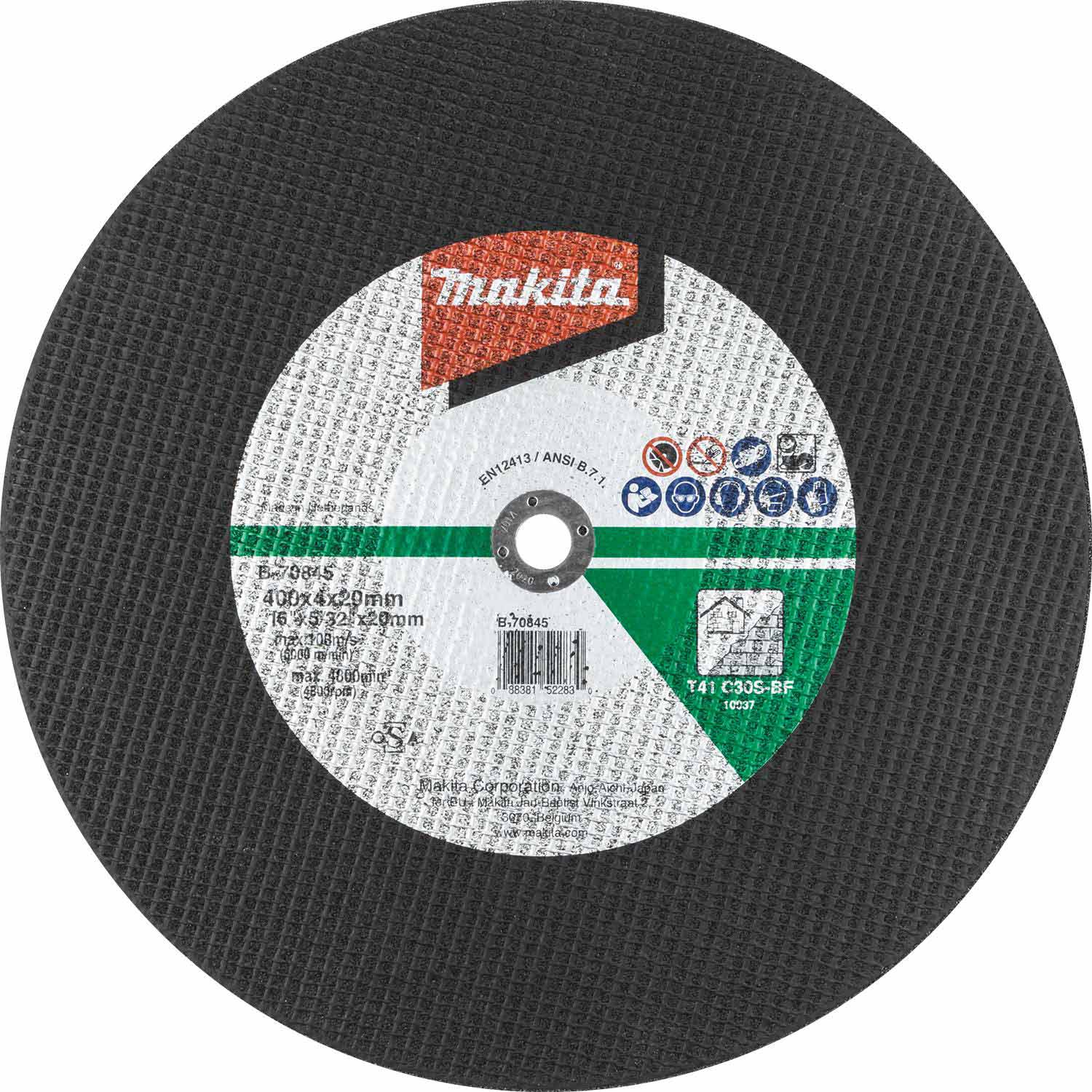 Makita 966-161-022 (B-70845) 16" x 20mm x 5/32" Abrasive Cut-Off Wheel, Masonry