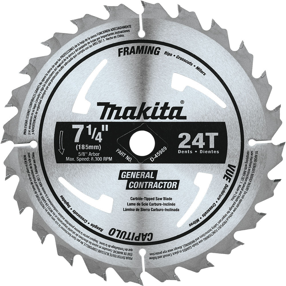 Makita D-45989-10 7-1/4" 24T Circular Saw Blade, Framing/General Purpose - 2