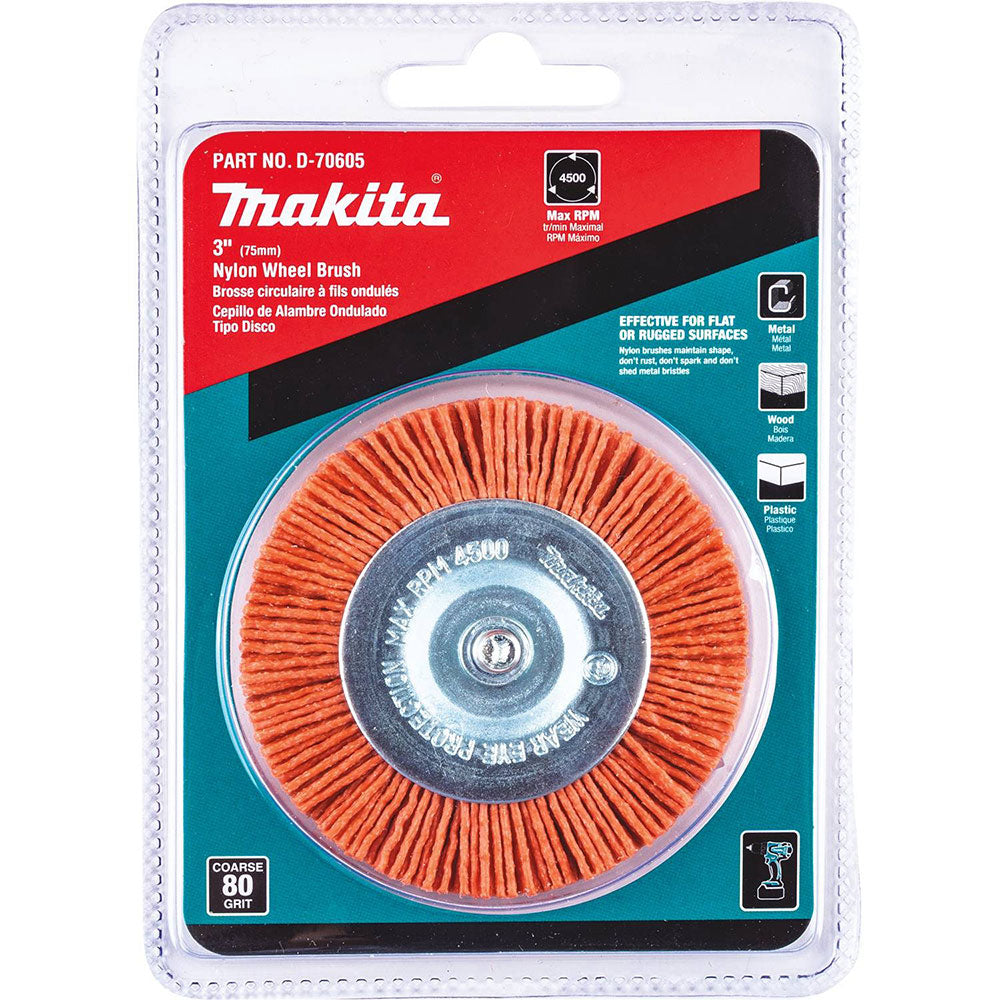 Makita D-70605 3" Nylon Wheel Brush, Coarse, 80 Grit - 2