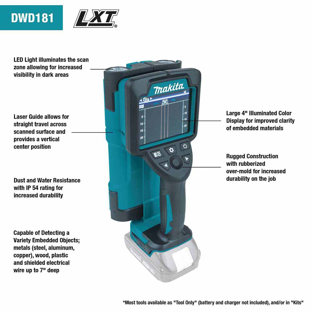 Makita DWD181R1J 18V LXT Multi-Surface Scanner Kit (2.0Ah) - 2