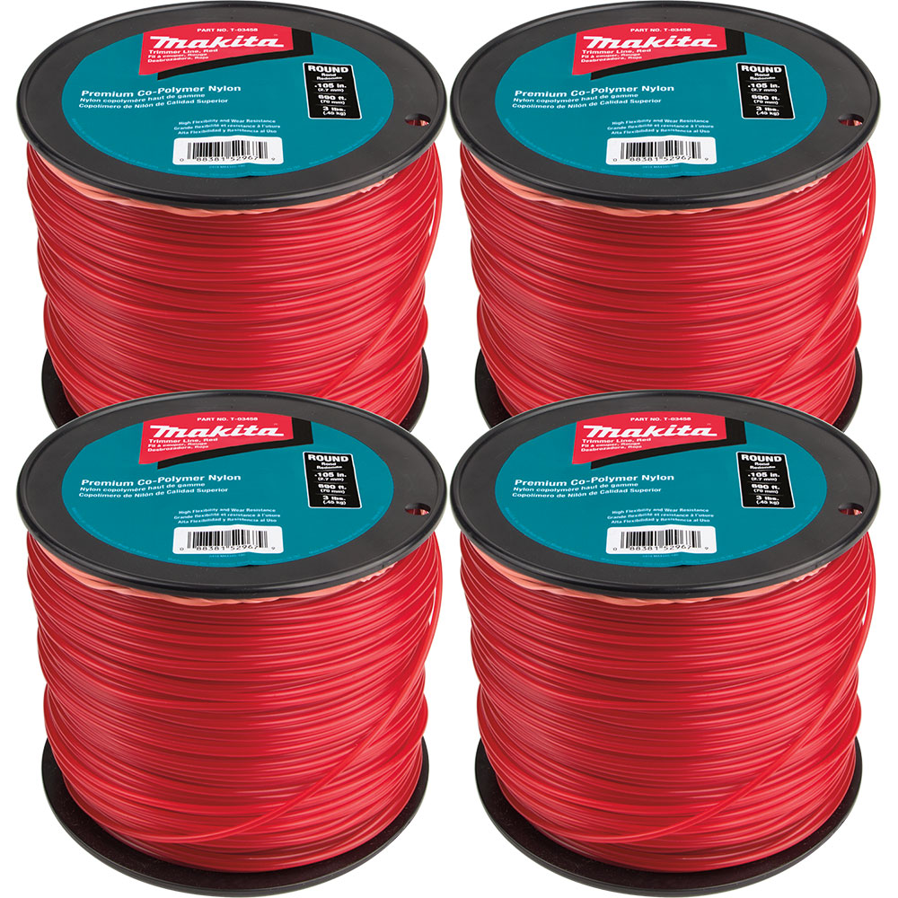 Makita T-03763 Round Trimmer Line, 0.105", Red, 690', 3 lbs., 4/pk