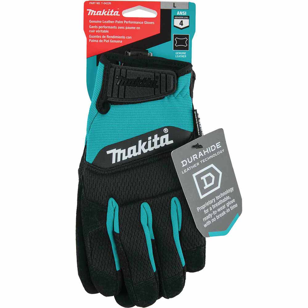 Makita T-04226 100% Genuine Leather-Palm Performance Gloves (Large) - 2