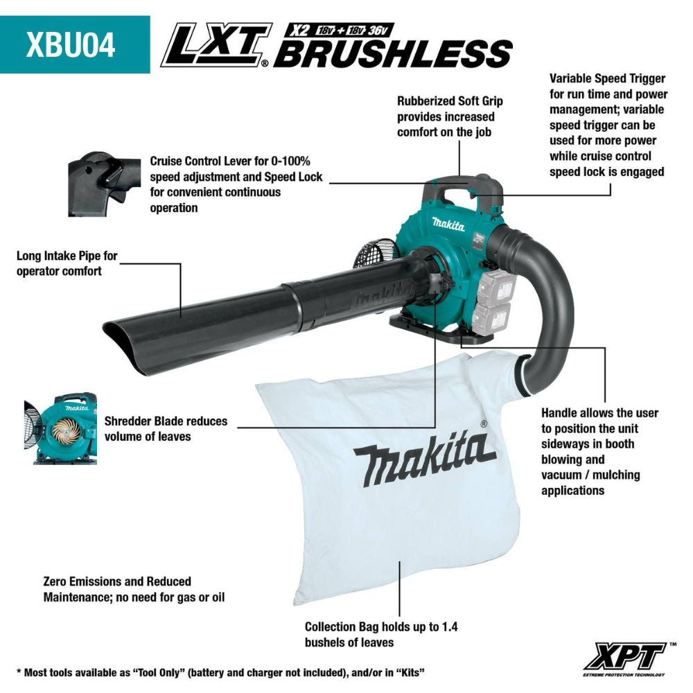 Makita XBU04PTV 18V X2 (36V) LXT Blower Kit with Vacuum Attachment Kit - 2