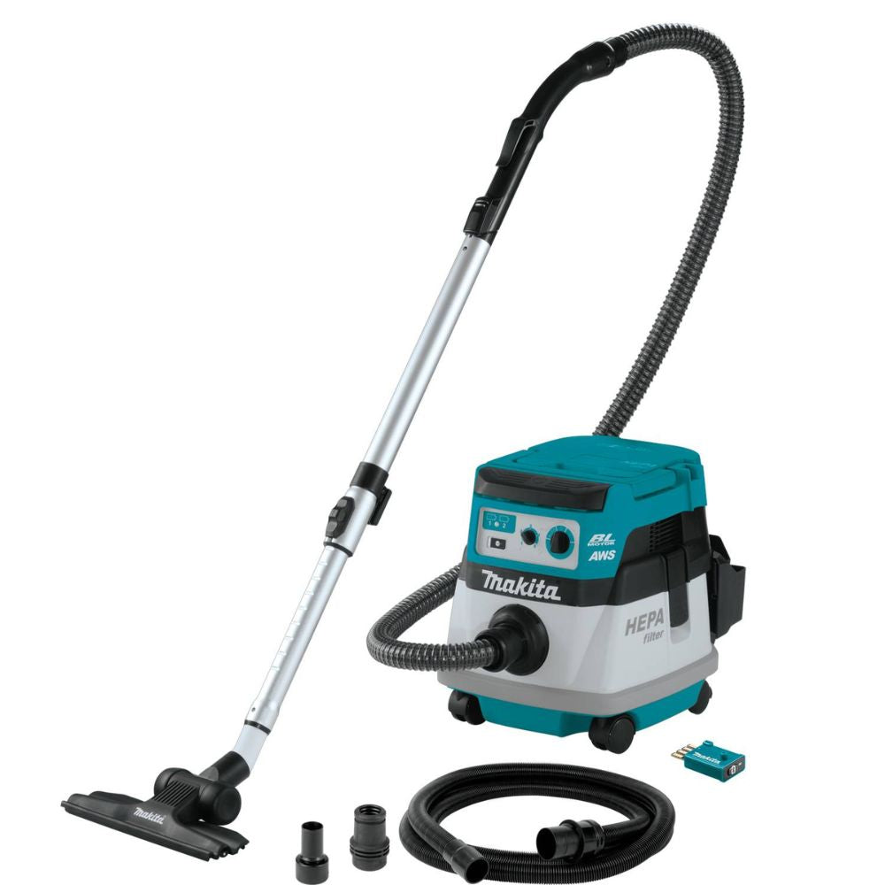 Makita XCV22ZU 36V (18V X2) LXT Brushless 2.1 Gallon HEPA Filter Dry Dust Extractor/Vacuum, AWS, Tool Only