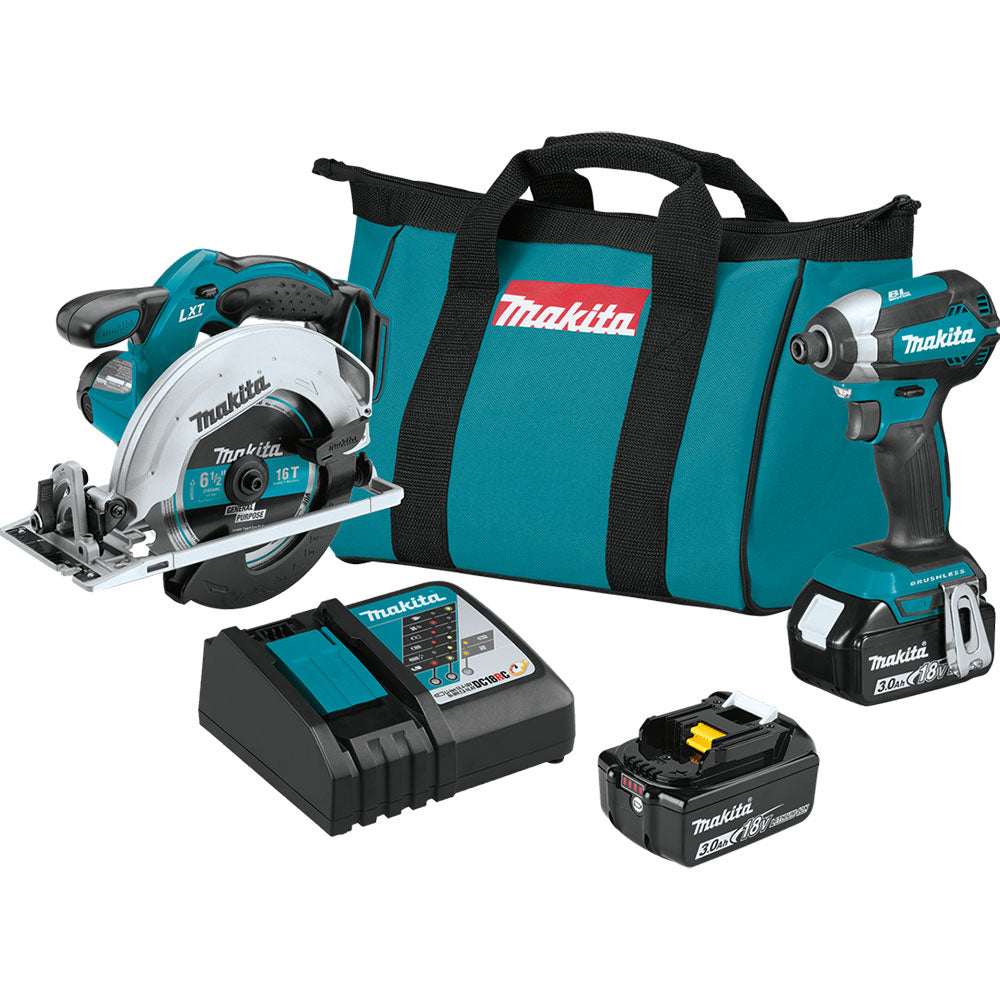 Makita XT283X1 18V LXT Lithium-Ion Cordless 2-Piece Combo Kit (3.0Ah)