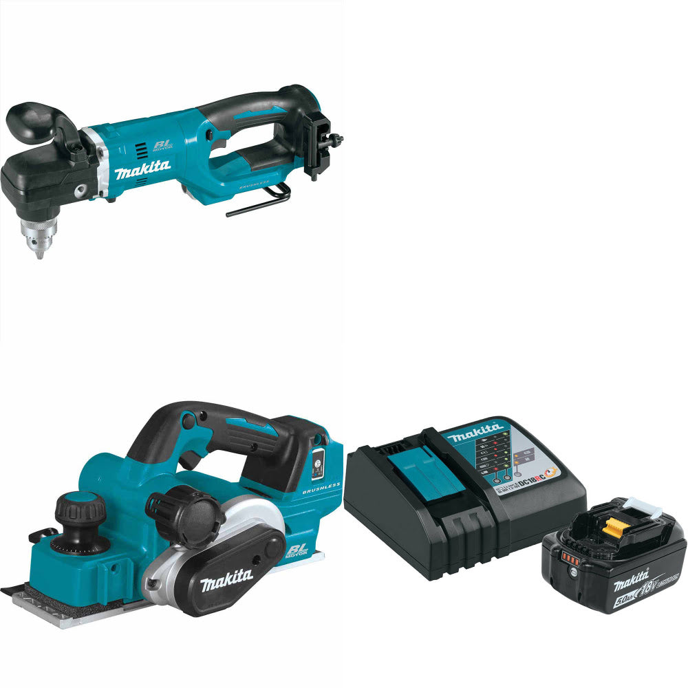 Makita XAD05Z 18V LXT 1/2" Angle Drill W/ XPK02Z 18V Planer & FREE Starter Pack