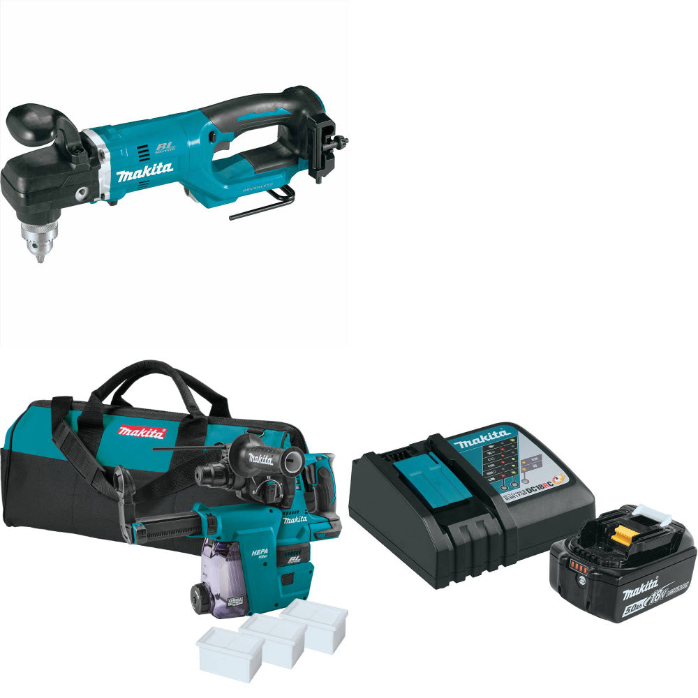 Makita XAD05Z 18V LXT Angle Drill W/ XRH01ZWX Rotary Hammer & FREE Starter Pack