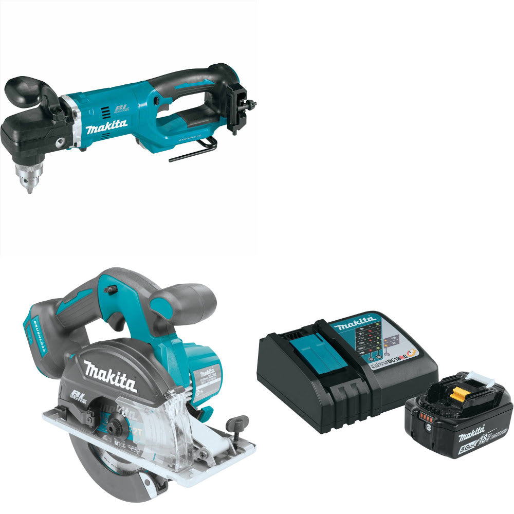 Makita XAD05Z 18V LXT 1/2" Angle Drill W/ XSC02Z 18V Saw & FREE Starter Pack