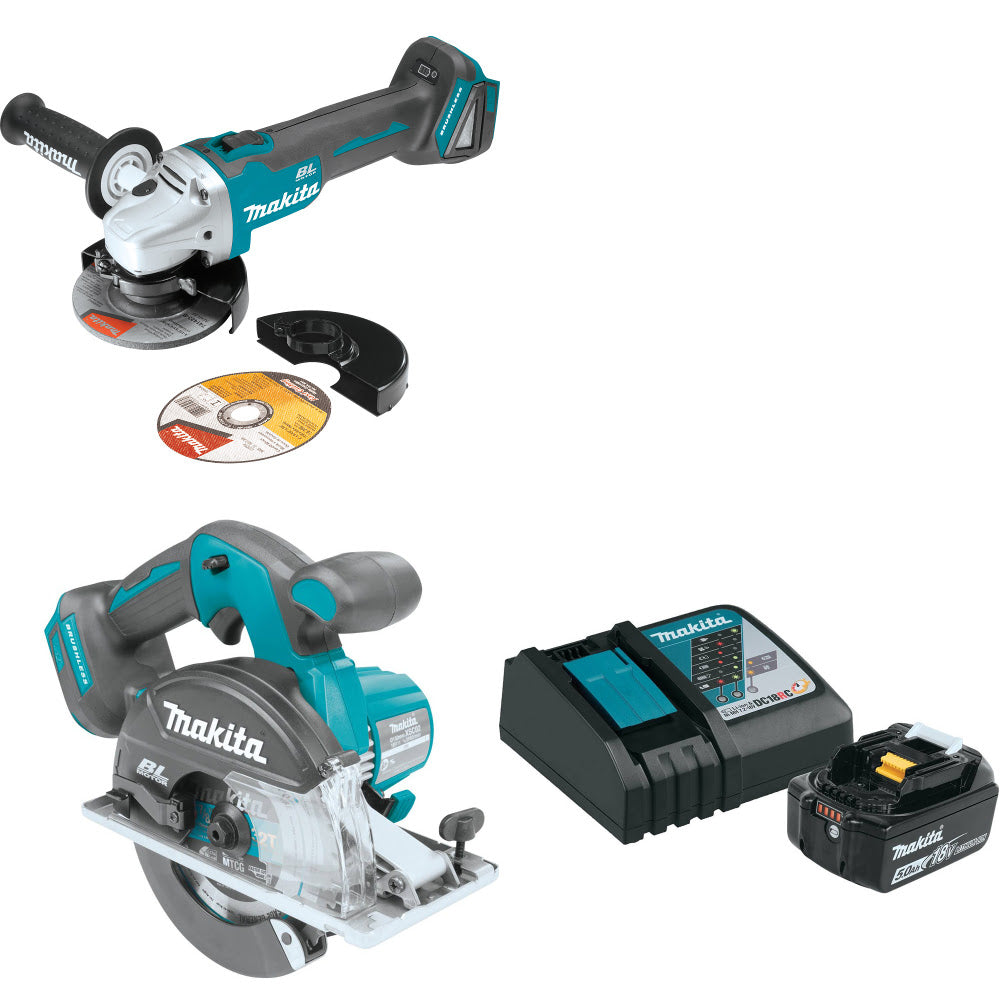 Makita XAG04Z 18V LXT Angle Grinder W/ XSC02Z 18V Saw, Bare & FREE Starter Pack