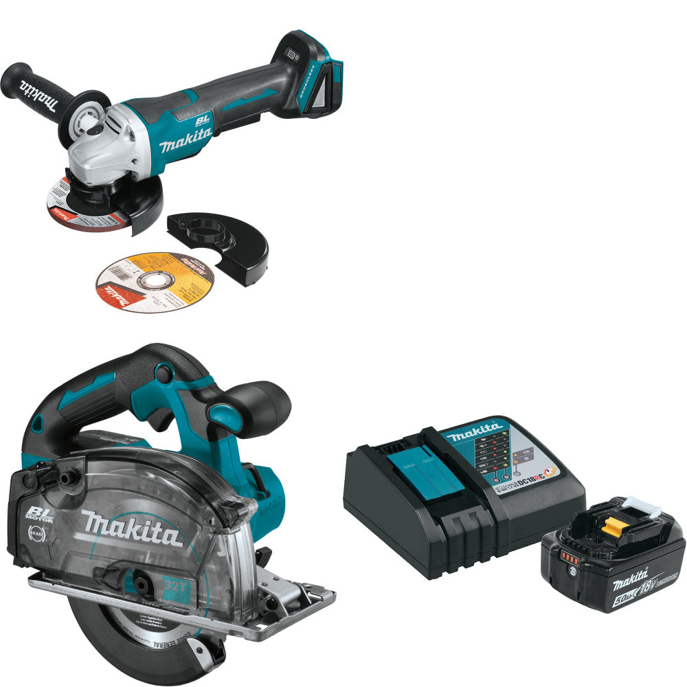 Makita XAG11Z 18V Cut-Off/Angle Grinder W/ XSC04Z 18V Saw & FREE Starter Pack