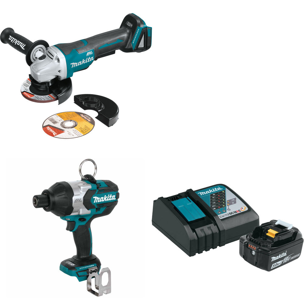 Makita XAG11Z Cut-Off/Angle Grinder W/ XWT09Z Impact Wrench & FREE Starter Pack