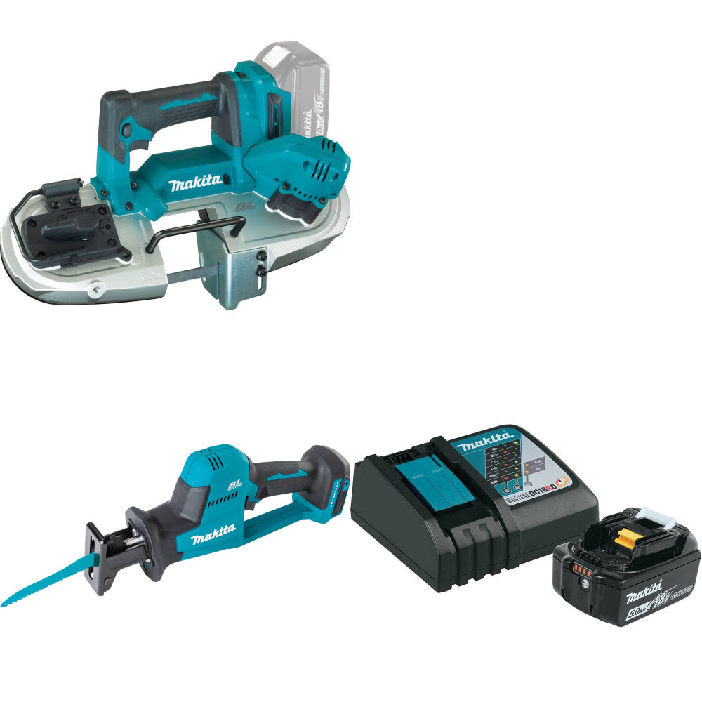 Makita XBP04Z 18V LXT Band Saw W/ XRJ08Z 18V Recip Saw, Bare & FREE Starter Pack