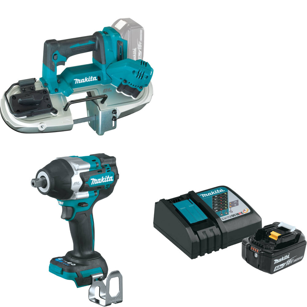 Makita XBP04Z 18V LXT Band Saw W/ XWT18Z 18V  Impact Wrench & FREE Starter Pack