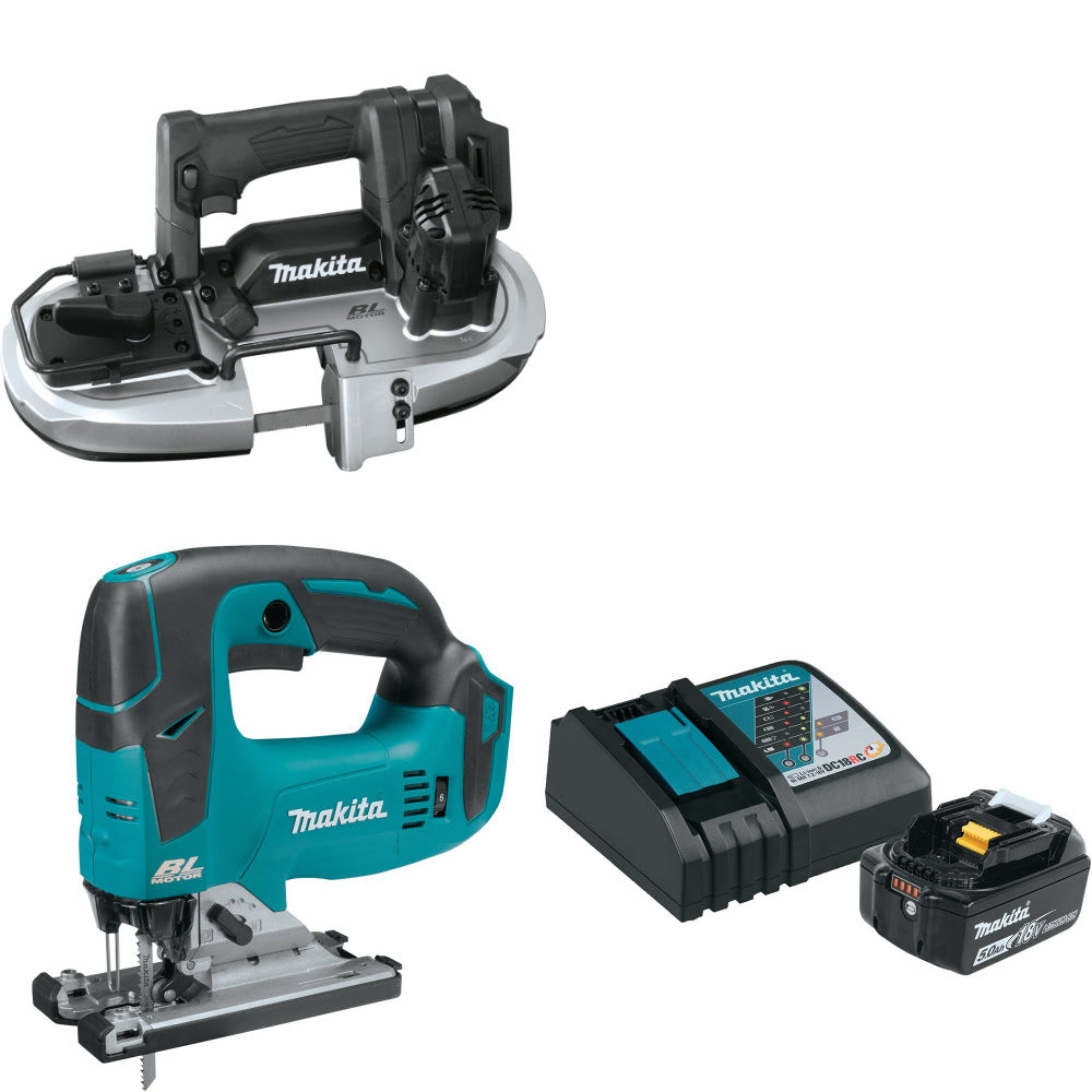 Makita XBP05ZB 18V LXT Band Saw W/ XVJ02Z 18V Jig Saw, Bare & FREE Starter Pack