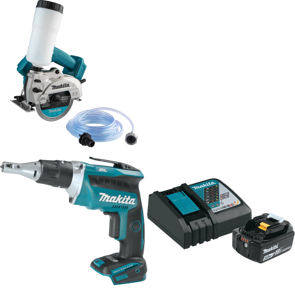 Makita XCC01Z 18V LXT 5" Saw W/ XSF03Z 18V Screwdriver, Bare & FREE Starter Pack