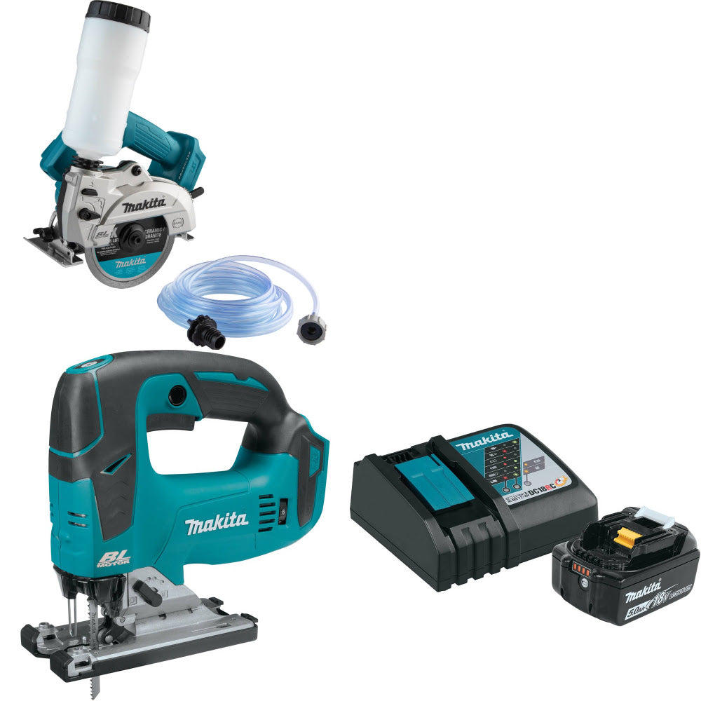 Makita XCC01Z 18V LXT 5" Saw W/ XVJ02Z 18V Jig Saw, Bare & FREE Starter Pack