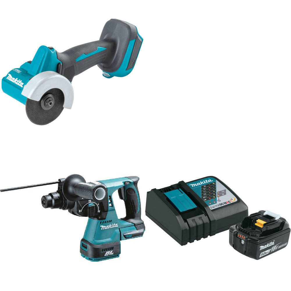 Makita XCM01Z 18V Cut-Off Tool W/ XRH01Z 18V Rotary Hammer & FREE Starter Pack