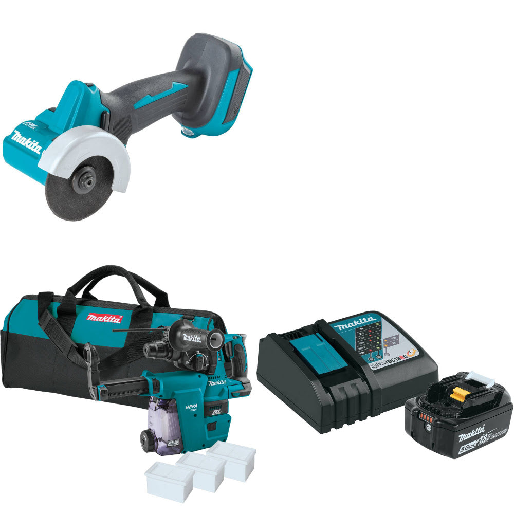 Makita XCM01Z 18V Cut-Off Tool W/ XRH01ZWX 18V Rotary Hammer & FREE Starter Pack