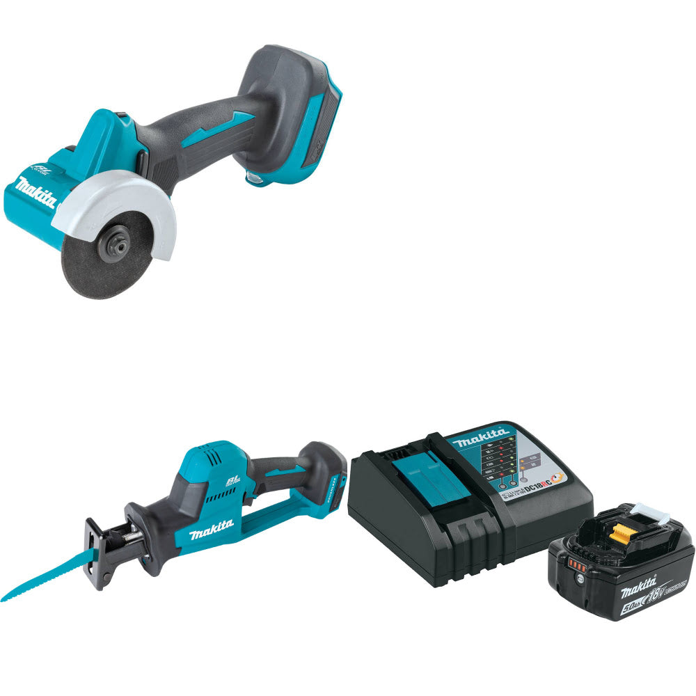 Makita XCM01Z 18V Cut-Off Tool W/ XRJ08Z 18V Recip Saw, Bare & FREE Starter Pack