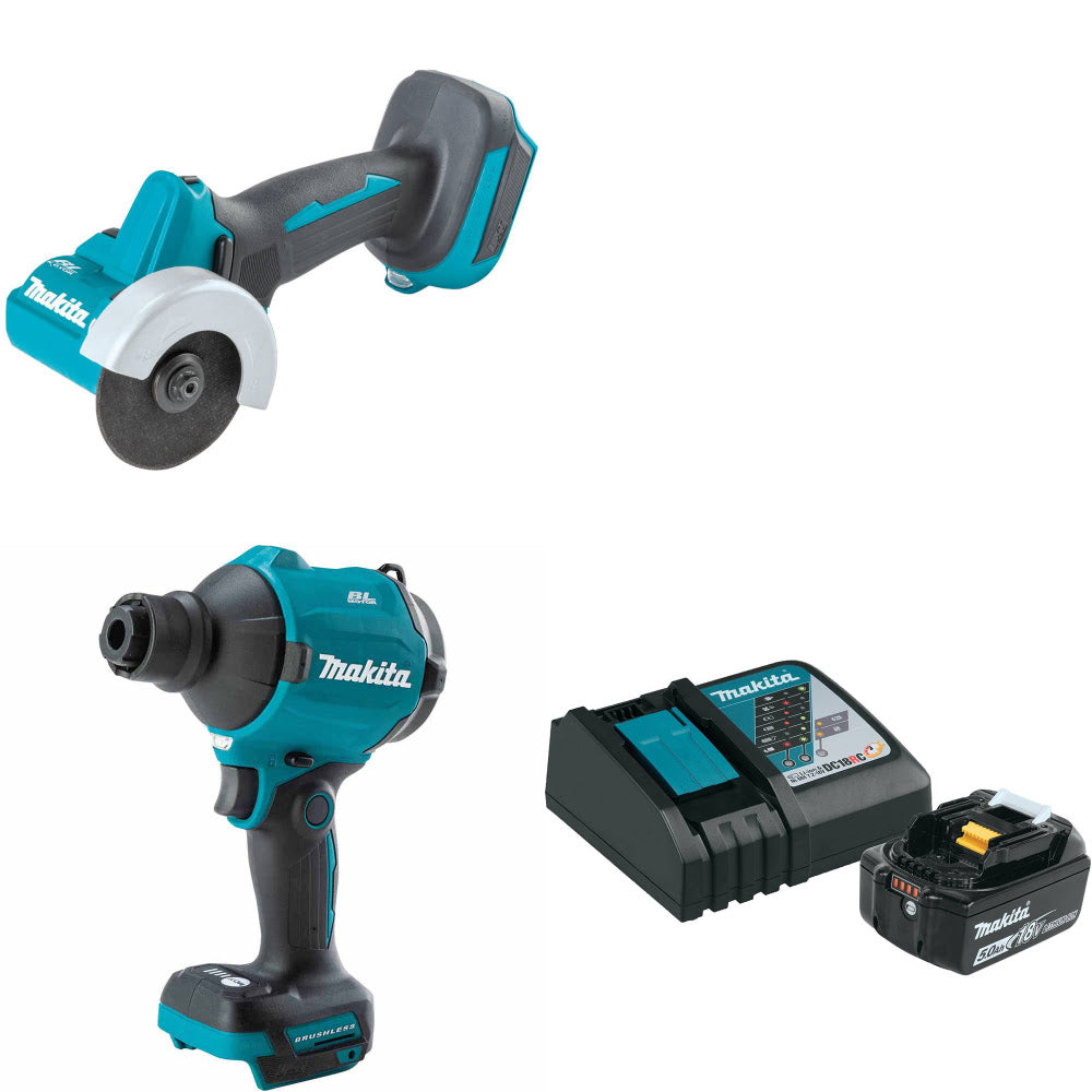 Makita XCM01Z 18V Cut-Off Tool W/ XSA01Z Blower/Inflator & FREE Starter Pack