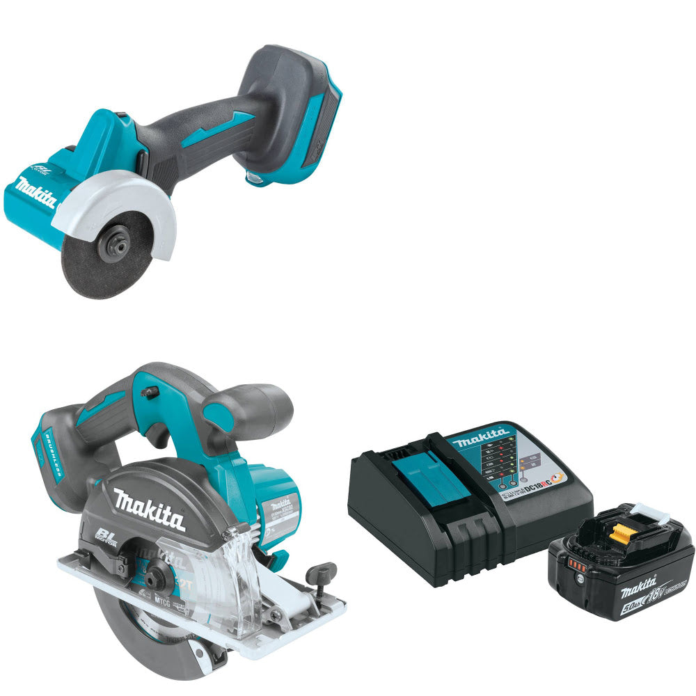 Makita XCM01Z 18V Cut-Off Tool W/ XSC02Z 18V 5-7/8" Saw & FREE Starter Pack