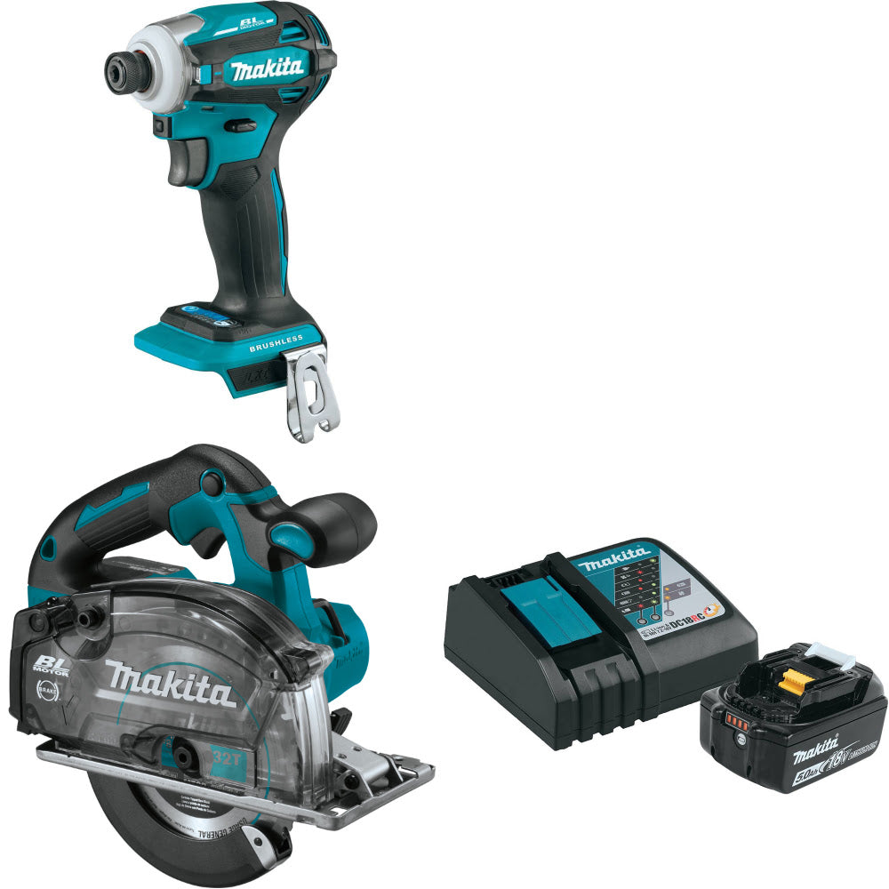 Makita XDT19Z 18V Impact Driver W/ XSC04Z 18V 5-7/8" Saw  & FREE Starter Pack