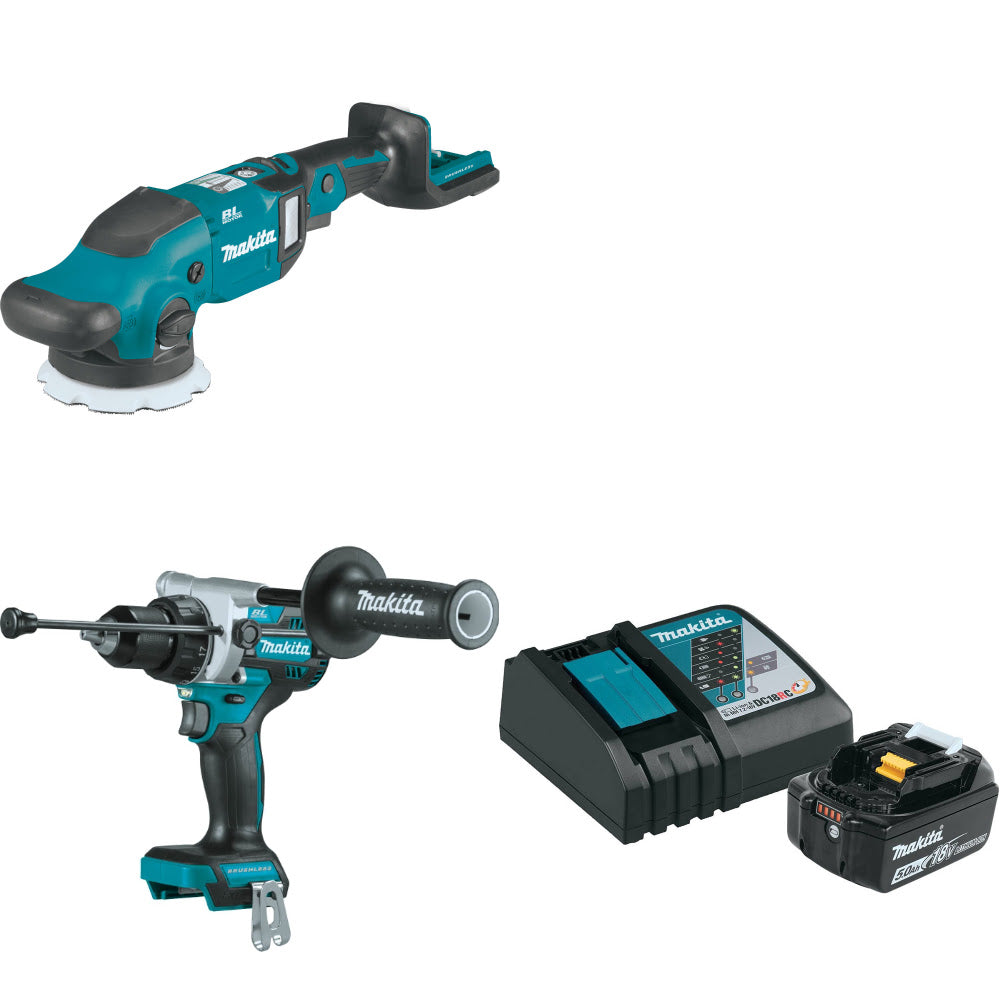 Makita XOP02Z 18V LXT Polisher W/ XPH14Z 18V Driver-Drill & FREE Starter Pack