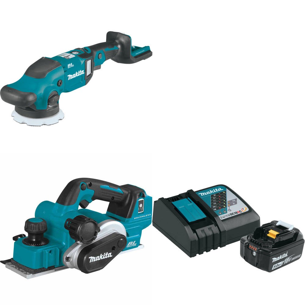 Makita XOP02Z 18V LXT Polisher W/ XPK02Z 18V 3-1/4" Planer & FREE Starter Pack