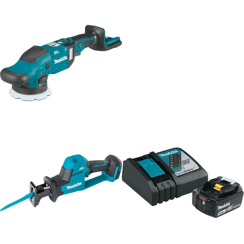 Makita XOP02Z 18V LXT Polisher W/ XRJ08Z 18V Recip Saw, Bare & FREE Starter Pack