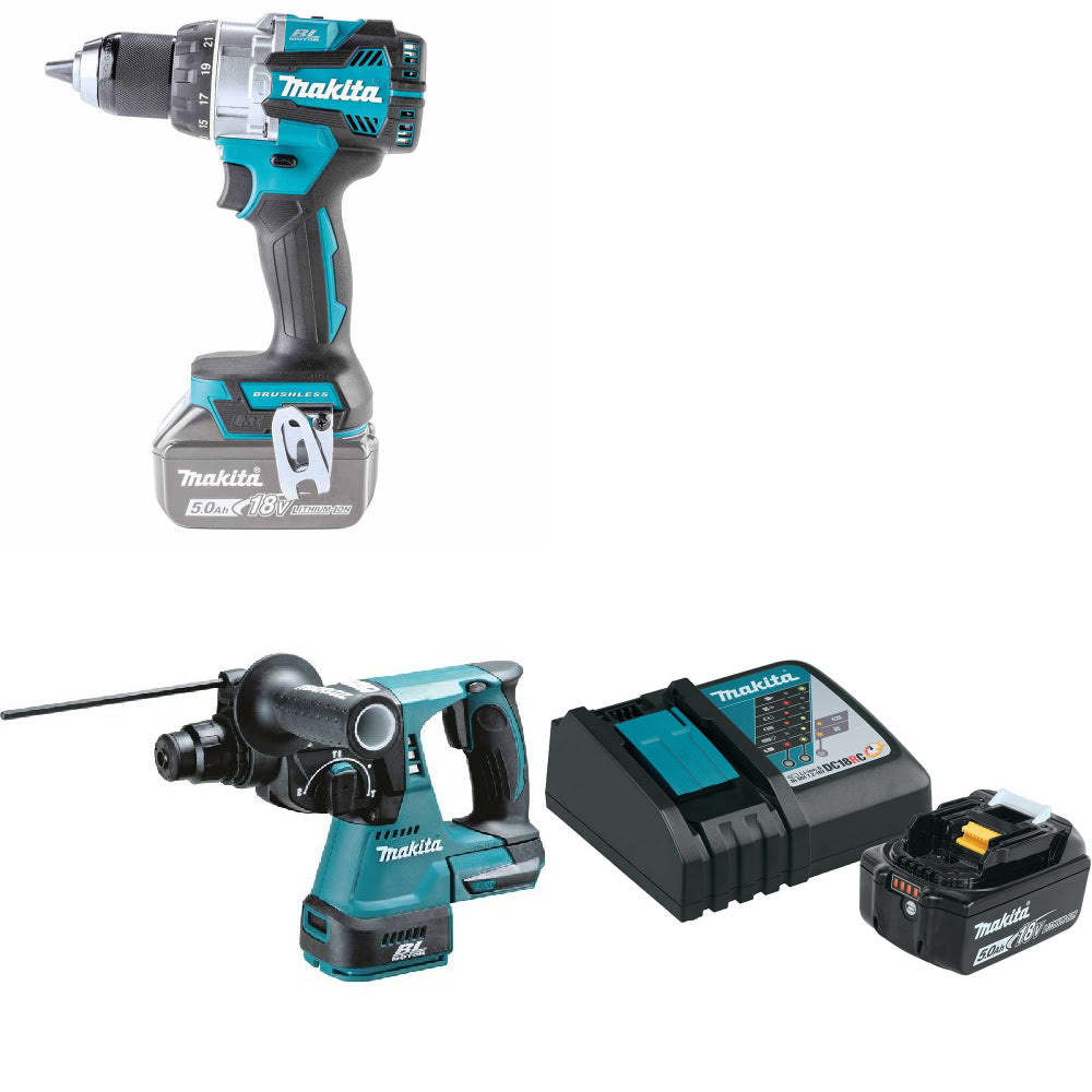 Makita XPH16Z 18V Hammer Driver-Drill W/ XRH01Z Rotary Hammer & FREE Starter Pk