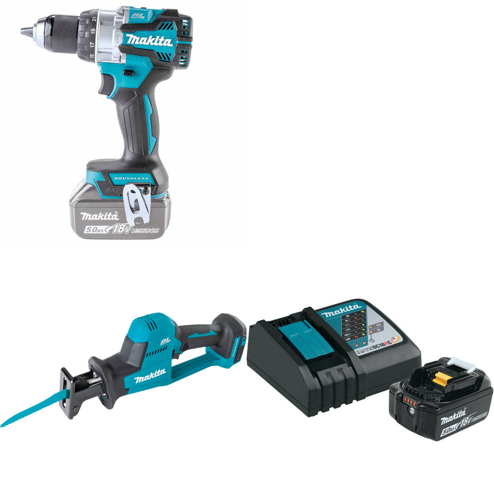 Makita XPH16Z 18V Hammer Driver-Drill W/ XRJ08Z Recip Saw & FREE Starter Pack