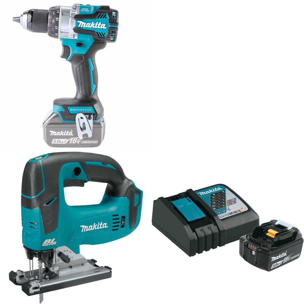 Makita XPH16Z 18V Hammer Driver-Drill W/ XVJ02Z 18V Jig Saw & FREE Starter Pack