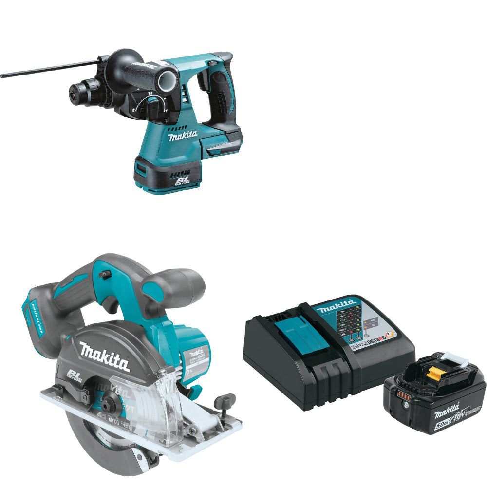 Makita XRH01Z 18V Rotary Hammer W/ XSC02Z 18V 5-7/8" Saw & FREE Starter Pack