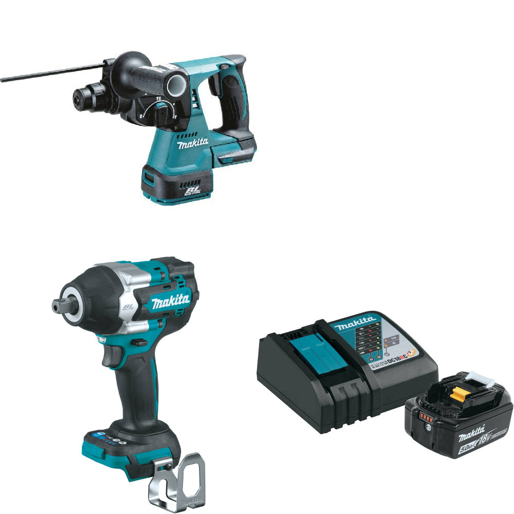 Makita XRH01Z 18V Rotary Hammer W/ XWT18Z 18V Impact Wrench & FREE Starter Pack