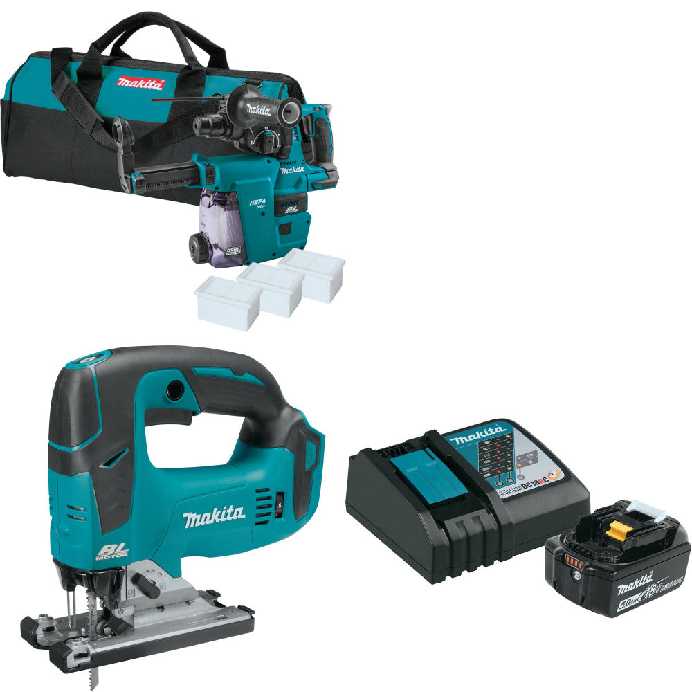 Makita XRH01ZWX 18V Rotary Hammer W/ XVJ02Z 18V Jig Saw & FREE Starter Pack