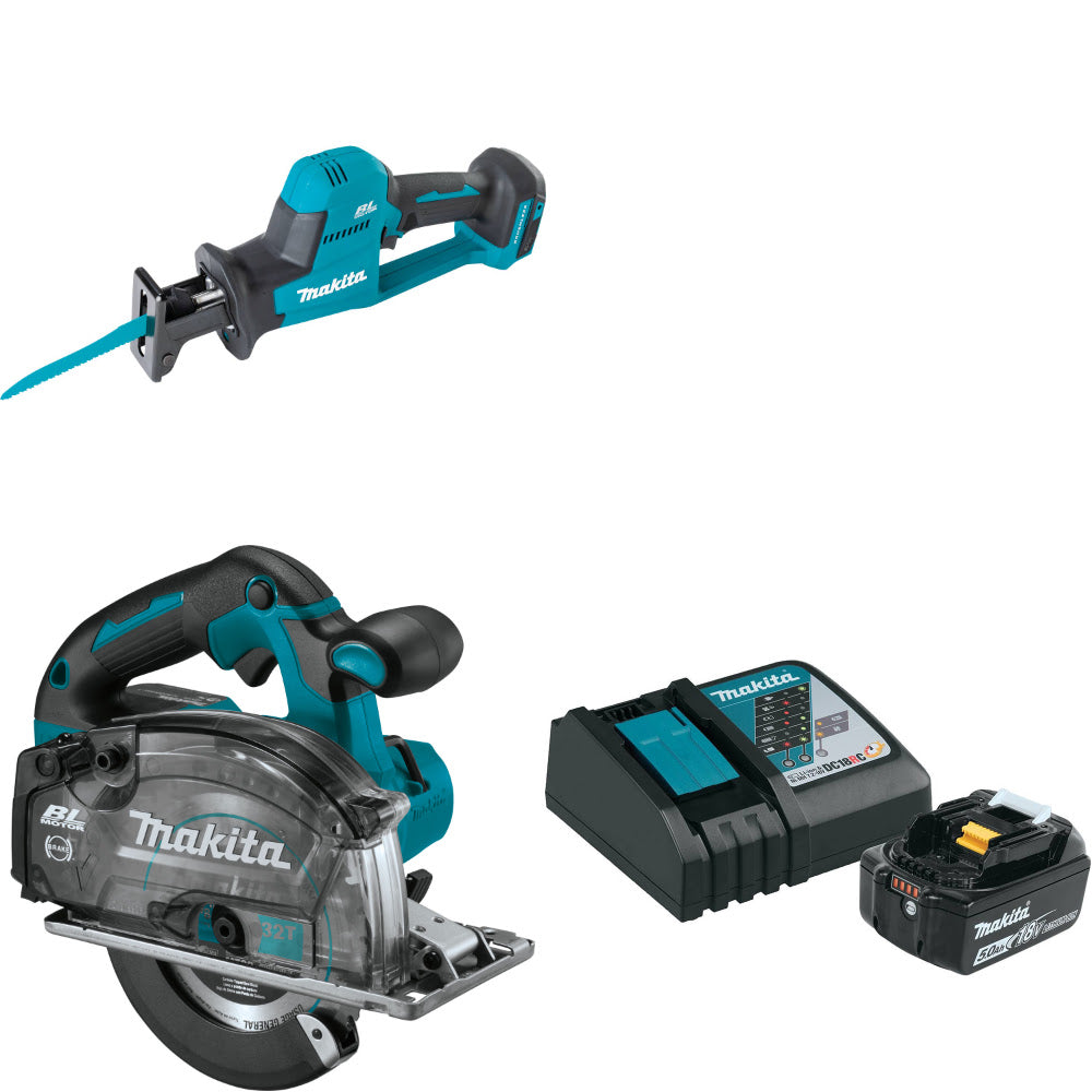 Makita XRJ08Z 18V LXT Recip Saw W/ XSC04Z 18V 5-7/8" Saw  & FREE Starter Pack