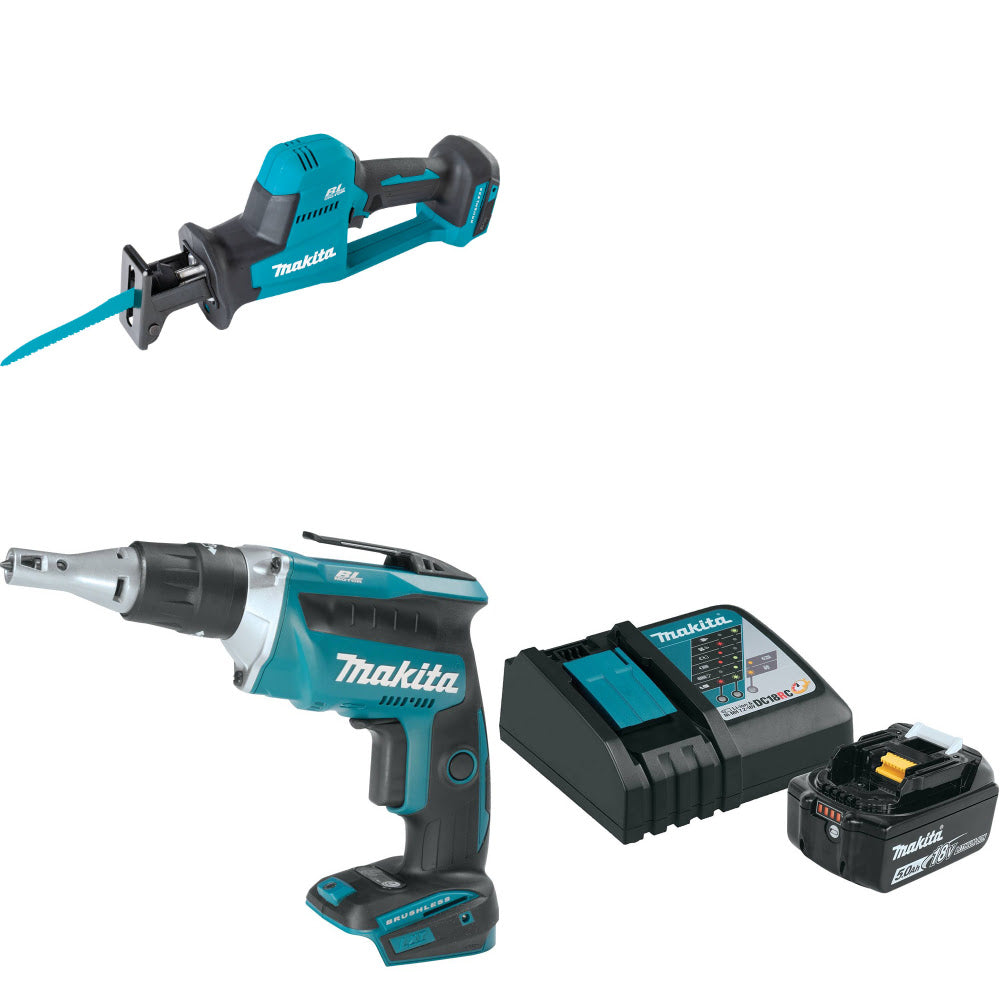 Makita XRJ08Z 18V LXT Recip Saw W/ XSF03Z 18V Screwdriver  & FREE Starter Pack