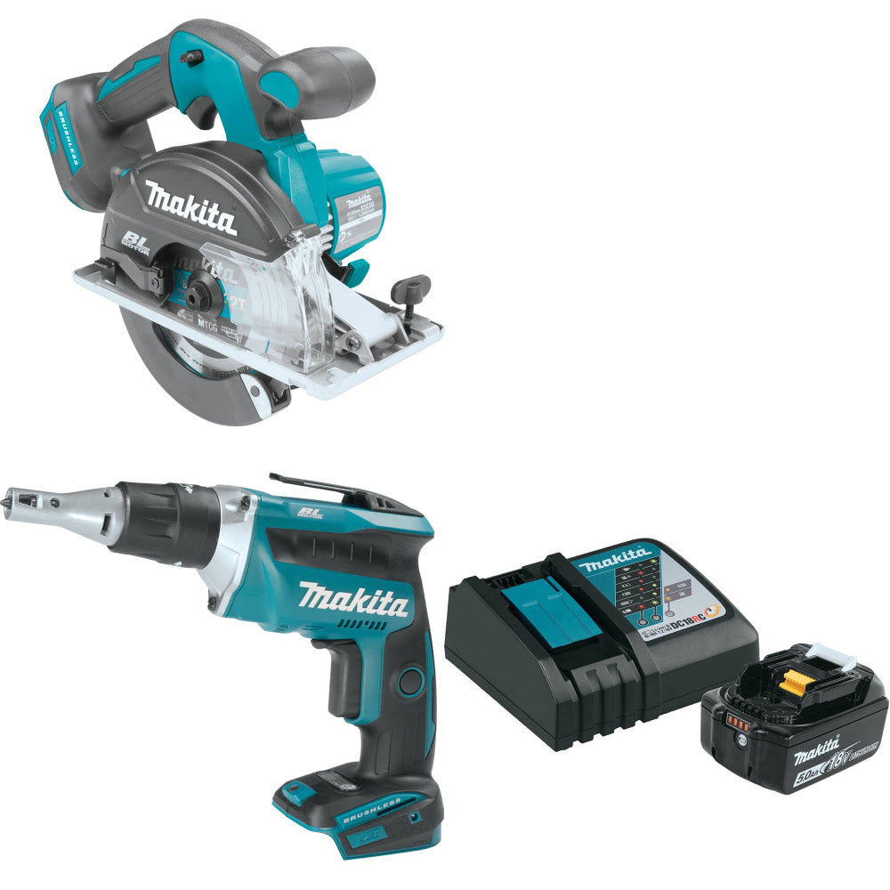 Makita XSC02Z 18V Cutting Saw W/ XSF03Z 18V Screwdriver  & FREE Starter Pack