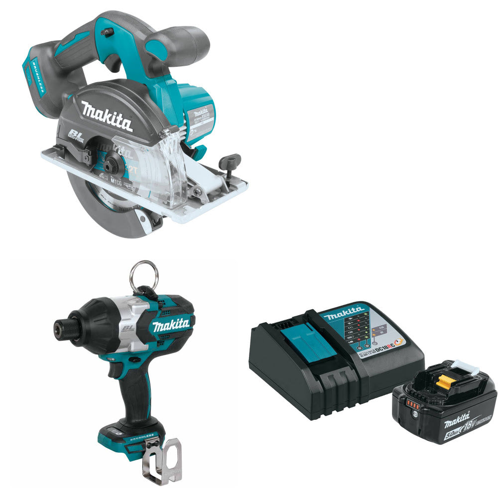 Makita XSC02Z 18V Cutting Saw W/ XWT09Z 18V Impact Wrench & FREE Starter Pack