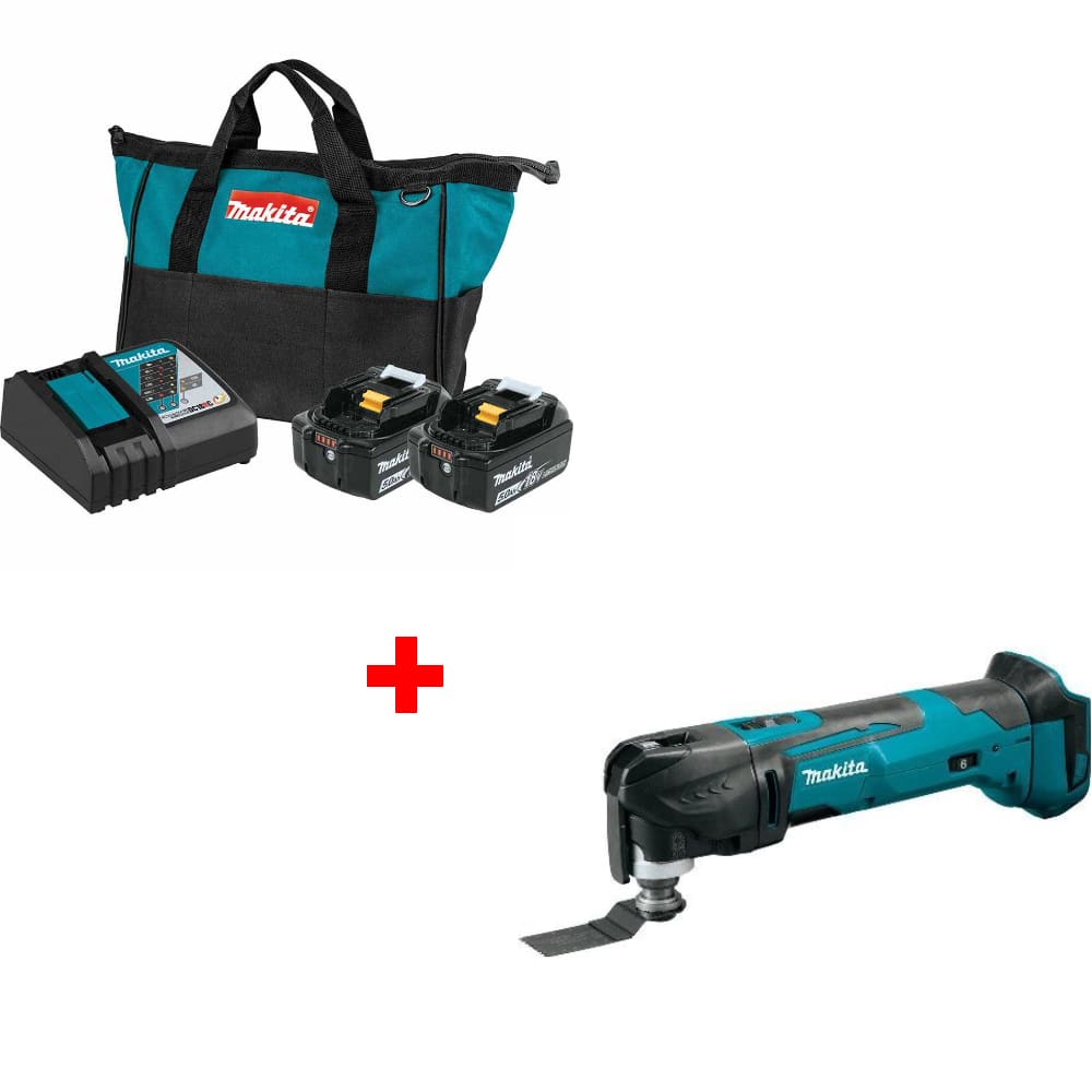 Makita BL1850BDC2 18V LXT Starter Pack w/ FREE XMT03Z 18V LXT Multi-Tool, Bare