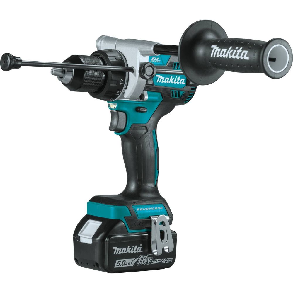 Makita XT707PT 18V LXT Lithium-Ion Brushless Cordless 7 Pc. Combo Kit, XPH14Z, XDT14Z, XRJ05Z, XSH03Z, XAG04Z, XRM06B, DML815, Dual Port Charger, Bag (5.0Ah)