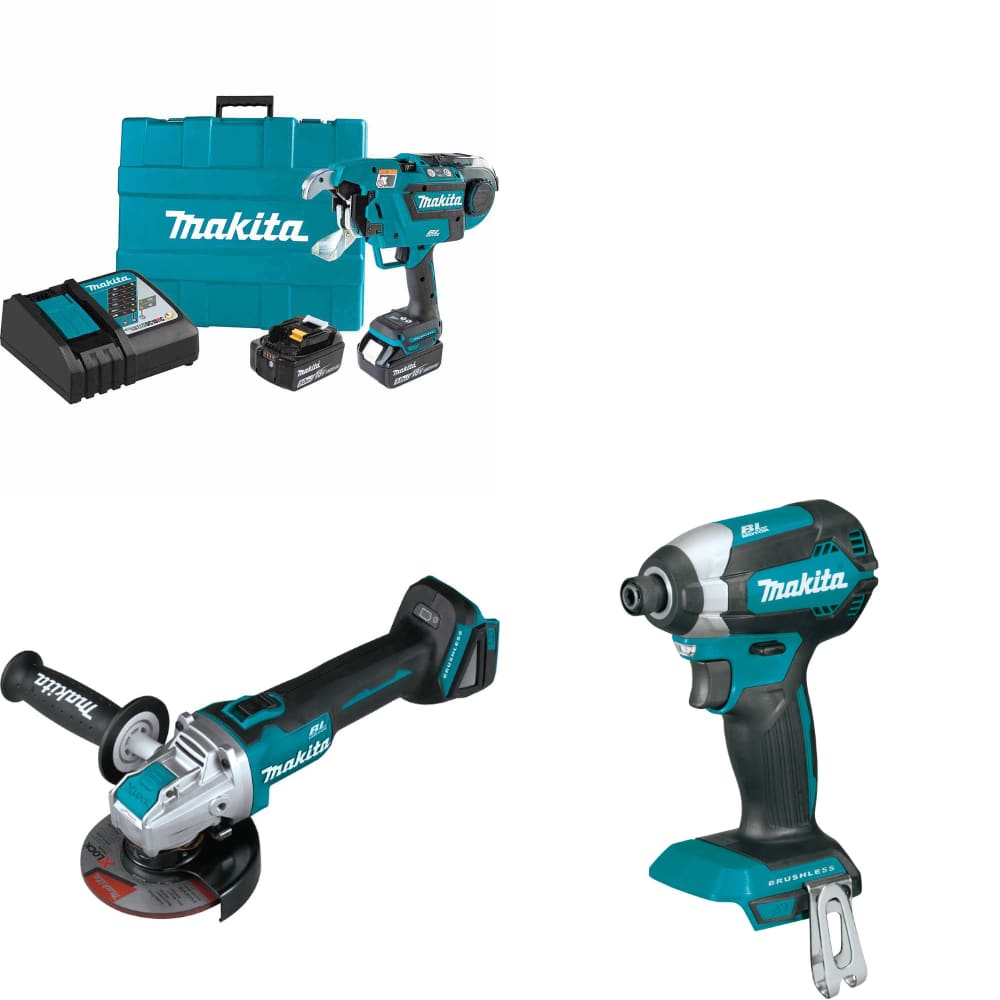 Makita XRT02TK 18V Rebar Tying Tool Kit W/ FREE XAG25Z Grinder & Impact Driver