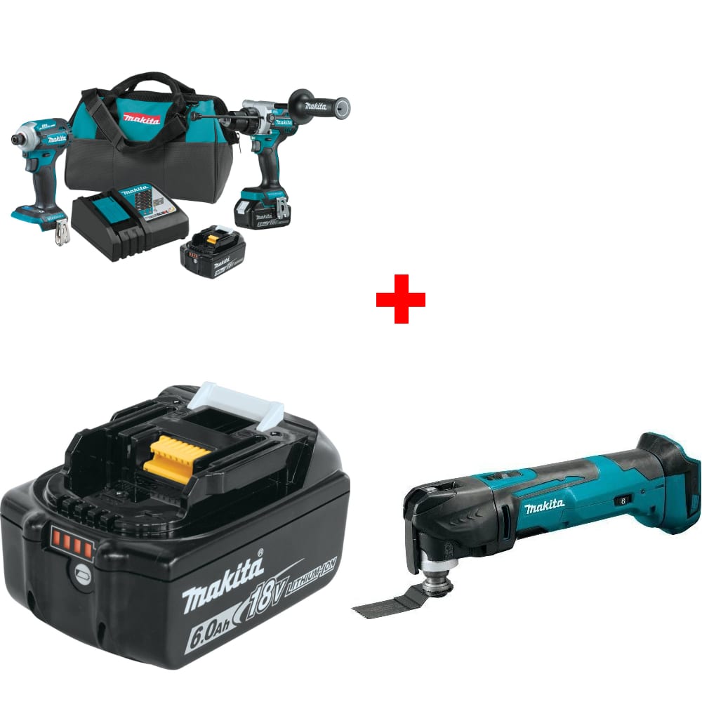 Makita XT288T  18V LXT 2Pc. Combo Kit w/ FREE BL1860B 6Ah Battery & Multi-Tool