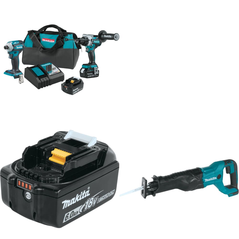 Makita XT288T  18V LXT 2-Pc. Combo Kit W/ FREE BL1860B 18V Battery & Recip Saw